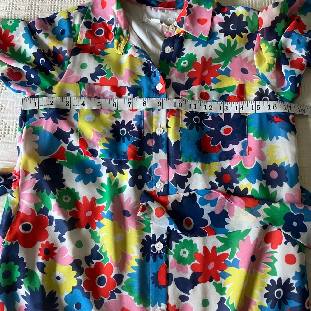 BODEN Abigail Midi Shirt Colorful Floral Retro Print Dress Size 4P - Picture 11 of 16
